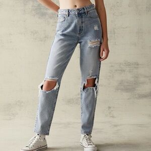Pacsun Eco Light Blue Distressed Cotton Mom Jeans Size 30